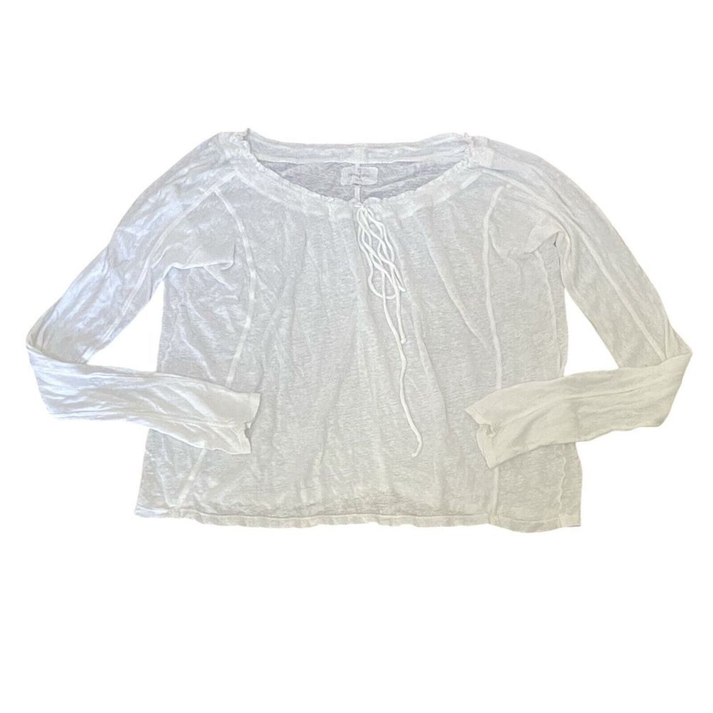 Johnny Was Pete & Greta Linen Shirt‎ Lagenlook Drawstring Neck Gauzy